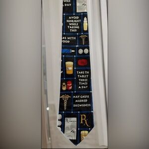 EUC Steven Harris Pharmacist RX Prescription Hand Made 100% Polyester Neck Tie